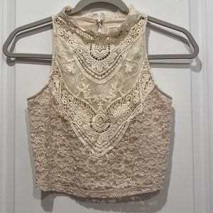 Abercrombie & Fitch Lace Mock Neck Sleeveless Top Size S